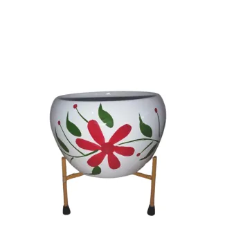 Red Blossom Metallic Pot